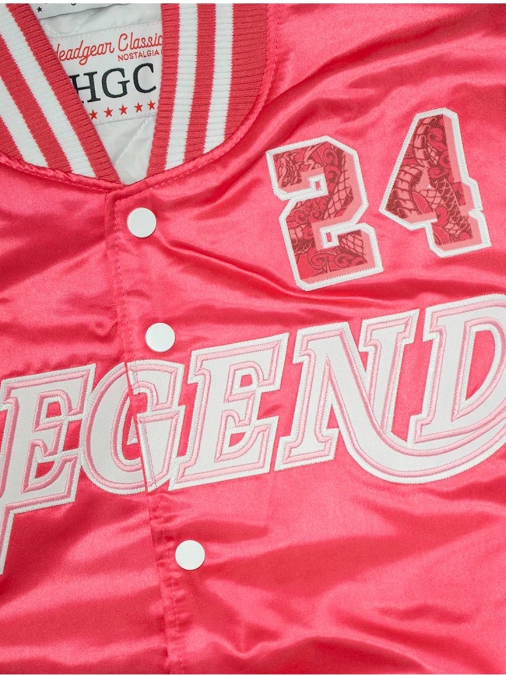 Legend KOBE BRYANT MAMBA #24 Graphic Satin Varsity Jacket - Pink retail $110